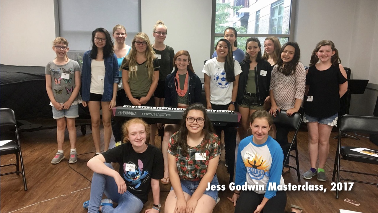 students and instructor gathered around keyboard
