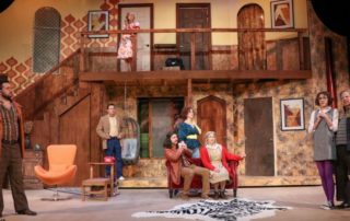 Stage scene from Noises Off at Metropolis Performing Arts Centre